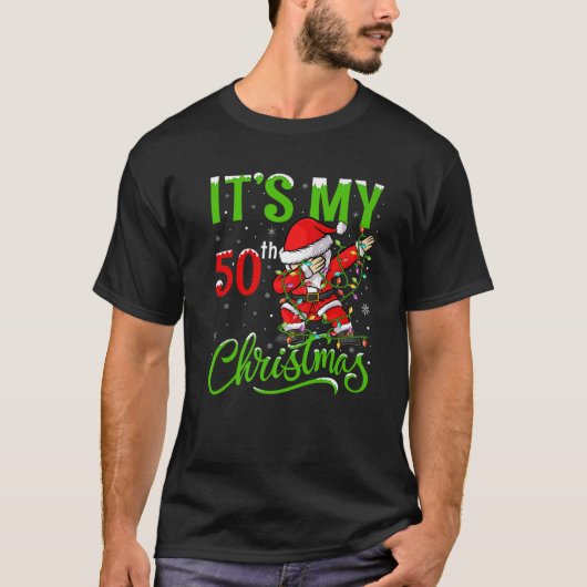 Kerstman die de kerstman verlicht, het is mijn 50e t-shirt (Voorkant)