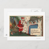 Kerstman die de Kinderen van de Slaap waarnemen Feestdagenkaart (Voorkant / Achterkant)