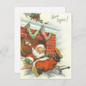  kerstman die de schoorsteen omlaag gooit feestdagenkaart (Voorkant / Achterkant)