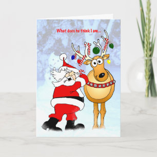 Kerstman die de Vriend van het Rendier verfraaien! Feestdagen Kaart