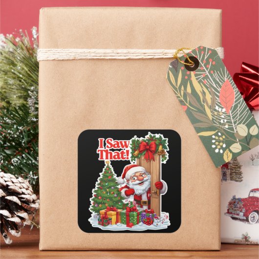 Kerstman die deurkrans cadeaus vierkante sticker (Feestdagen)