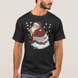 Kerstman die door de schoorsteen poept lelijk grap t-shirt