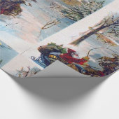 Kerstman die door de sneeuw raast Cadeaupapier (Hoek)