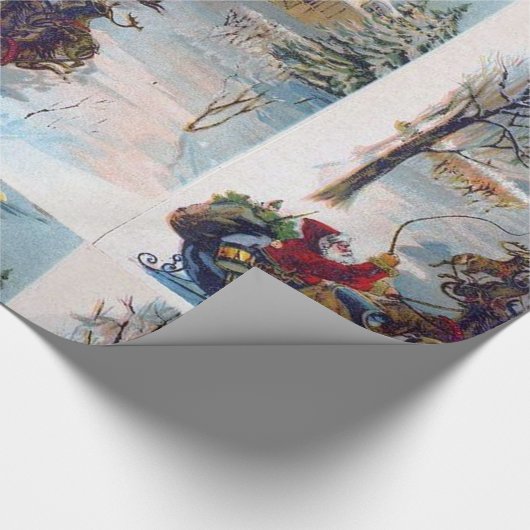  Kerstman die door de sneeuw raast Cadeaupapier (Hoek)