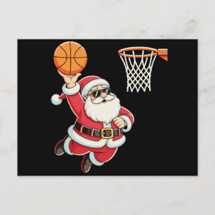 Kerstman die een basketbal dumpt Kerstmis Xmas Feestdagenkaart