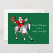 kerstman die een grijs paard bestuurt feestdagenkaart (Voorkant / Achterkant)