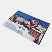 Kerstman die een lading boeken levert, deurmat (Schuin)