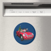 Kerstman die een mini rijdt magneet (Insitu (Vaatwasser))