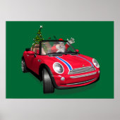 Kerstman die een mini rijdt poster (Voorkant)