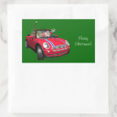 Kerstman die een mini rijdt rechthoekige sticker (Tas)