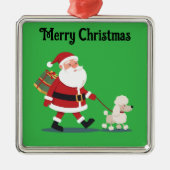 Kerstman die een poedel wandelt Kerst ornament (Voorkant)