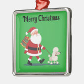 Kerstman die een poedel wandelt Kerst ornament (Links)