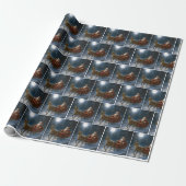 Kerstman die een slee bestuurt in het maanlicht cadeaupapier (Uitgerold)