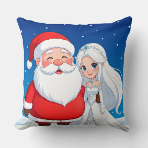 Kerstman die een Sneeuwkoningin omhelst Kussen