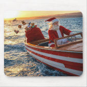 Kerstman die een speedboot bestuurt muismat (Voorkant)