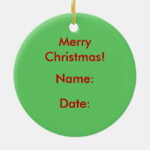 kerstman die een Wreath vastmaakt Keramisch Ornament (Achterkant)