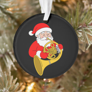 Kerstman die Franse hoorn speelt Kerstmis Kerstvak Ornament