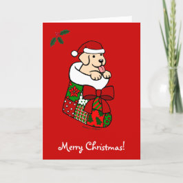 Kerstman die Geel Puppy 2 opslaan van het Feestdagen Kaart