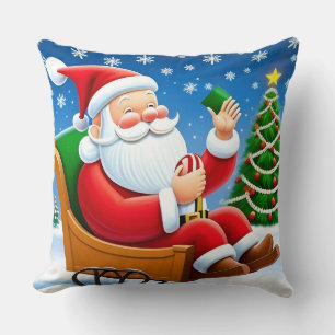 Kerstman die geniet van Kerstavond Kussen
