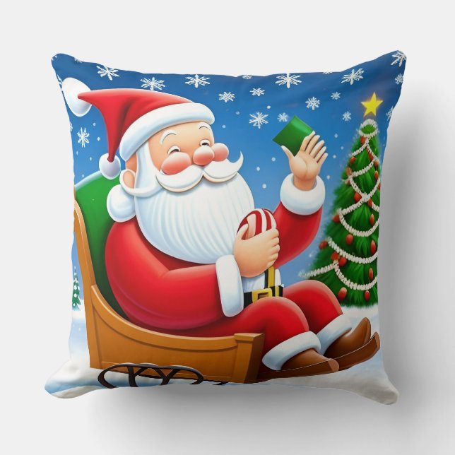 Kerstman die geniet van Kerstavond Kussen (Voorkant)