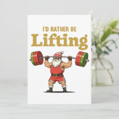 Kerstman die gewichten heft feestdagenkaart (Staand voorkant)