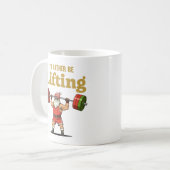 Kerstman die gewichten heft koffiemok (Voorkant links)