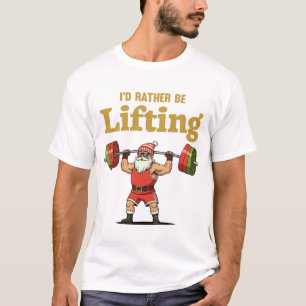 Kerstman die gewichten heft t-shirt