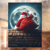 Kerstman die glinsterend door de schoorsteen komt raamsticker (Vel 2)