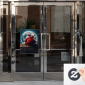 Kerstman die glinsterend door de schoorsteen komt raamsticker (Kantoordeur)