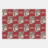 Kerstman die het twee keer controleert vrolijk ker inpakpapier vel (Voorkant)