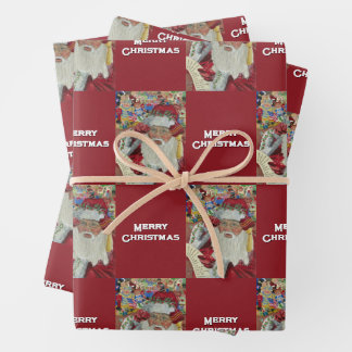 Kerstman die het twee keer controleert vrolijk ker inpakpapier vel
