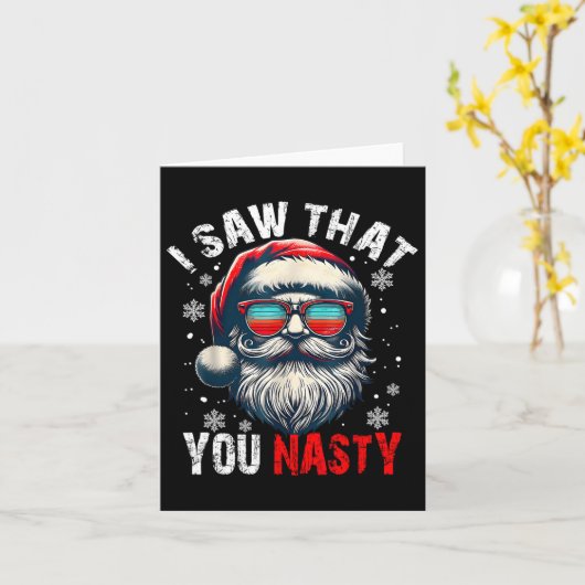 Kerstman die ik zag dat je stout bent Grappige Ker Kaart (Gele Bloem)