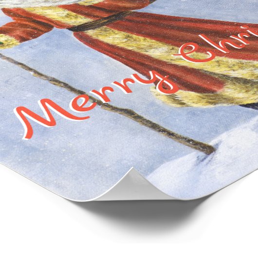  kerstman, die in de sneeuw loopt poster (Hoek)