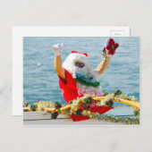 Kerstman die in een Kano aankomen Feestdagenkaart (Voorkant / Achterkant)