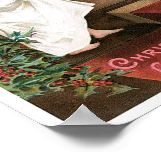  kerstman die in het raam kijkt naar meisje poster (Hoek)