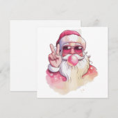 Kerstman die kauwgom blaast Roze zonnebril Feestdagenkaart (Voorkant / Achterkant)