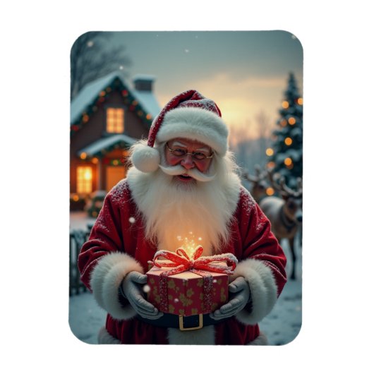 Kerstman die kerstcadeaus geeft magneet (Verticaal)