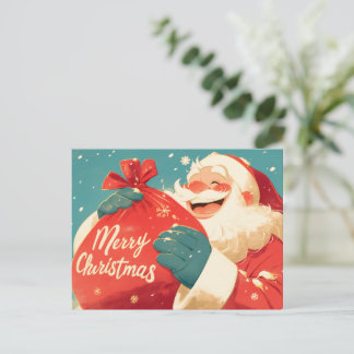 Kerstman die kerstcadeaus voorbereidt feestdagenkaart