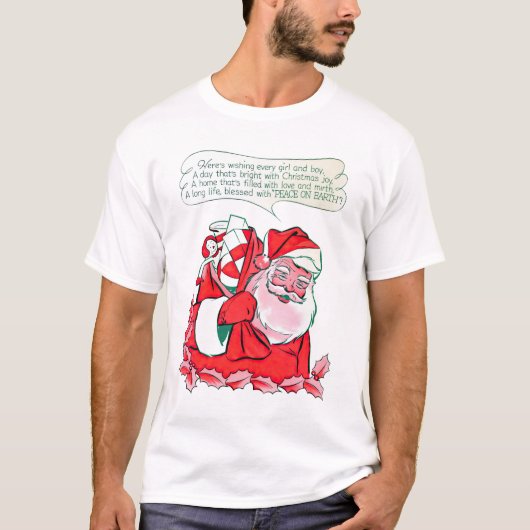  kerstman die kerstvreugde wenst t-shirt (Voorkant)