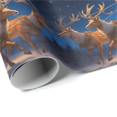 Kerstman die kinder speeltjes levert, rendieren di cadeaupapier (Rol Hoek)