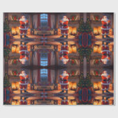 Kerstman die kinder speeltjes levert, rendieren di cadeaupapier (Vlak)