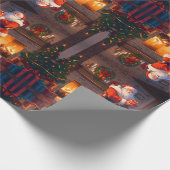 Kerstman die kinder speeltjes levert, rendieren di cadeaupapier (Hoek)