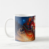 Kerstman die kinder speeltjes levert, rendieren di koffiemok (Links)