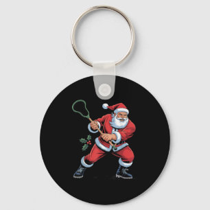 Kerstman die Lacrosse speelt Grappige Kerstvakanti Sleutelhanger
