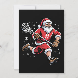 Kerstman die Lacrosse speelt Kerstvakantie Sneeuw Kaart