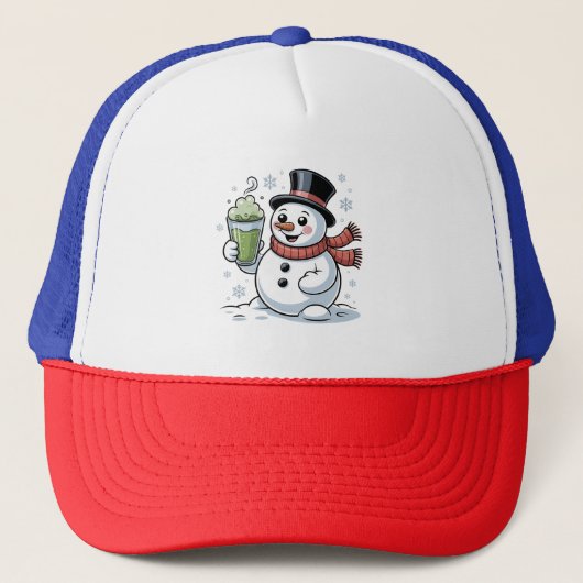 Kerstman die Matcha-drank vasthoudt Kerstmis Trucker Pet (Voorkant)