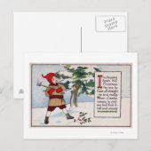 Kerstman die met kerstboom omspringt feestdagenkaart (Voorkant / Achterkant)