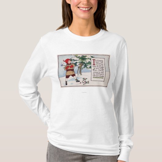 Kerstman die met kerstboom omspringt t-shirt (Voorkant)
