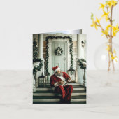 Kerstman die muziek speelt kaart (Gele Bloem)