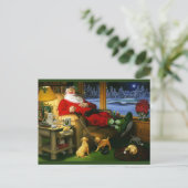 Kerstman die na golf op een briefkaart dutten (Staand voorkant)